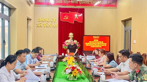 (Đồng chí Trần Thanh Đan Châu – Phó Bí thư Thường trực Đảng ủy xã Tân An phát biểu chỉ đạo tại Hội nghị)