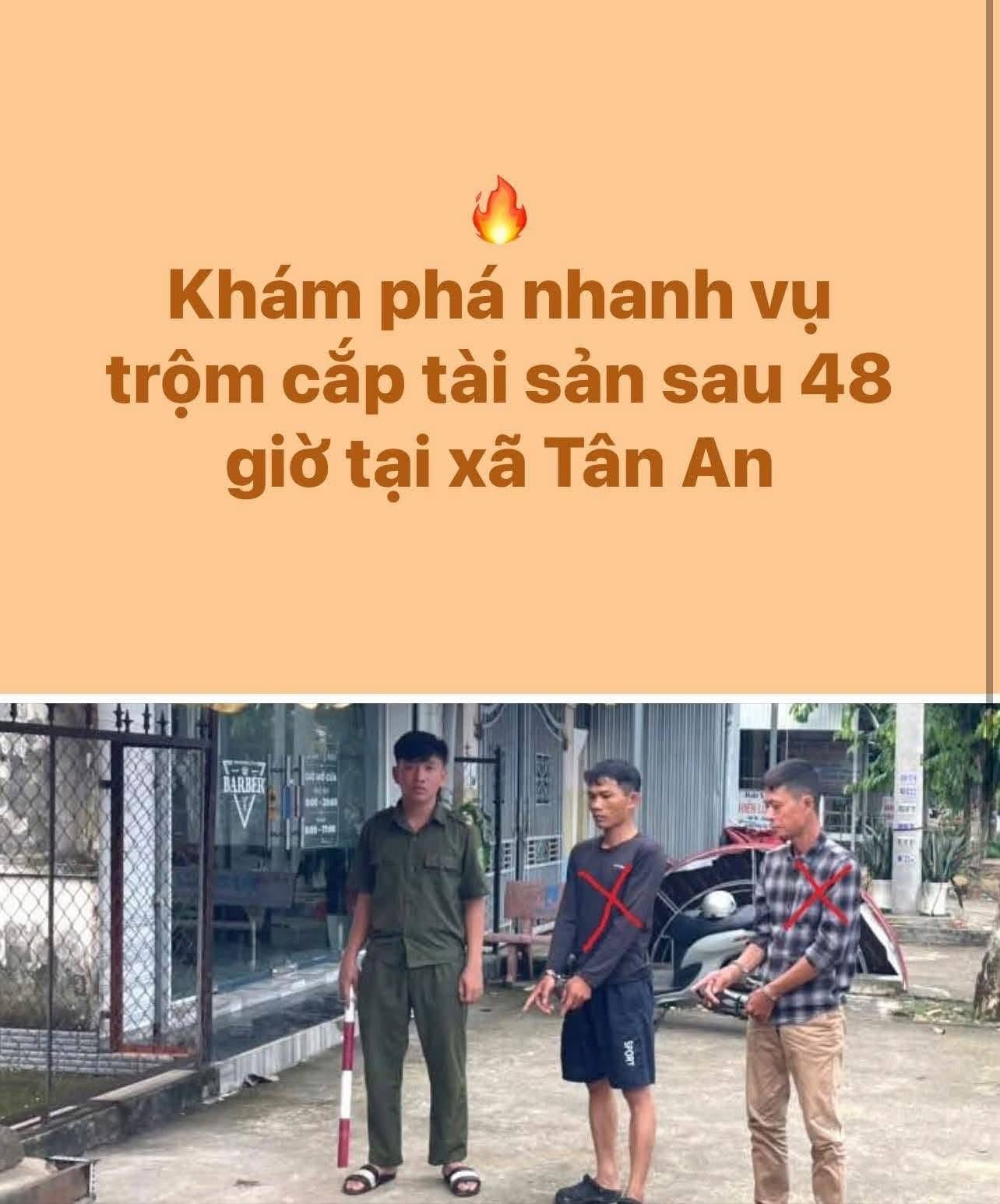 Công an xã Tân An làm việc với các đối tượng liên quan đến vụ trộm cắp tài sản, nhanh chóng làm rõ vụ việc sau 48 giờ